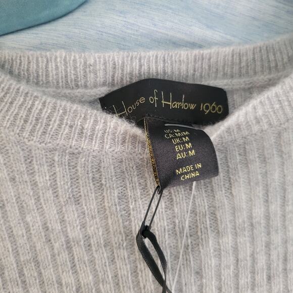 Cashmere Ribbed Knit Sweater Top HOUSE of HARLOW Size M $195 Minimalist Luxe - Picture 6 of 12